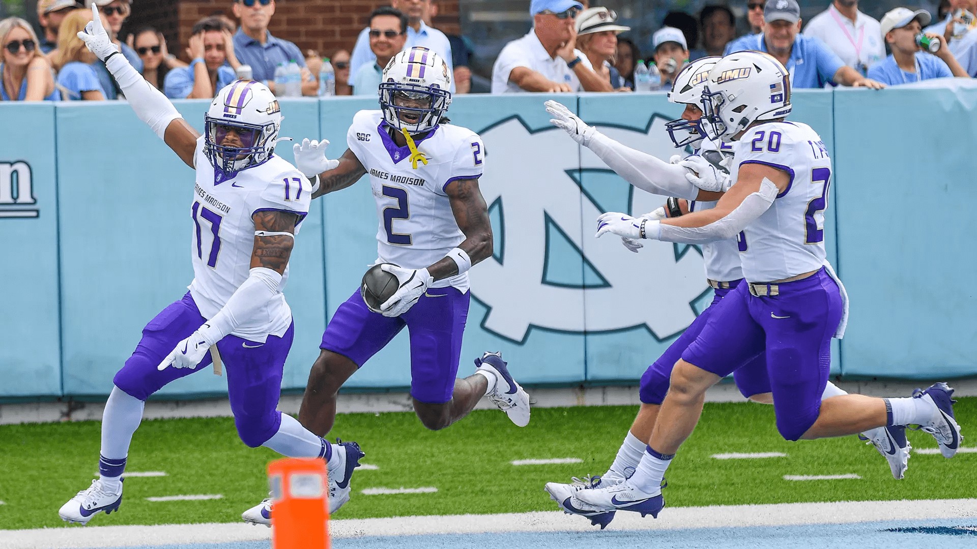 dukes celebrate blocked punt